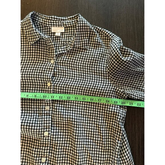 J. Jill Love Linen Gingham Long Sleeve Button-Down Top Size Small Petite - Picture 7 of 7